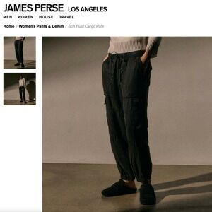 James Perse Soft Fluid Cargo Pants Black Joggers Modal Luxury Streetwear Medium